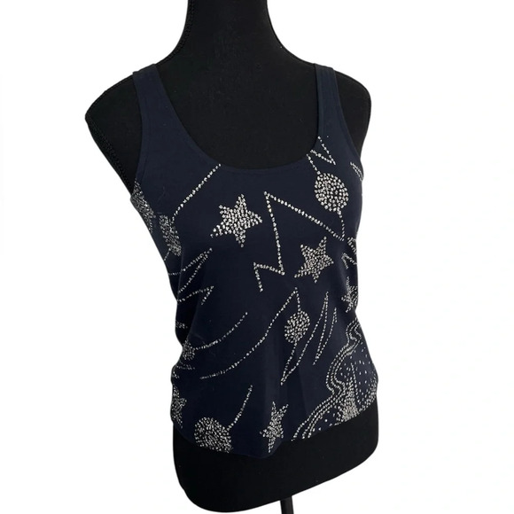 Vintage Tops - Lu Den Navy blue glitter tank top size small